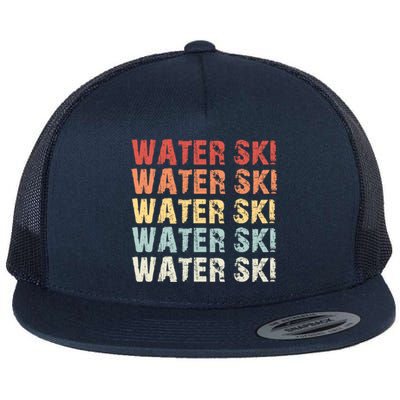 Retro Water Ski Lover Gift Waterski Love Funny Gift Skiing Gift Flat Bill Trucker Hat