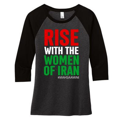 RISE WITH THE WOMEN OF IRAN Women Life Freedom Stand With Women Women's Tri-Blend 3/4-Sleeve Raglan Shirt