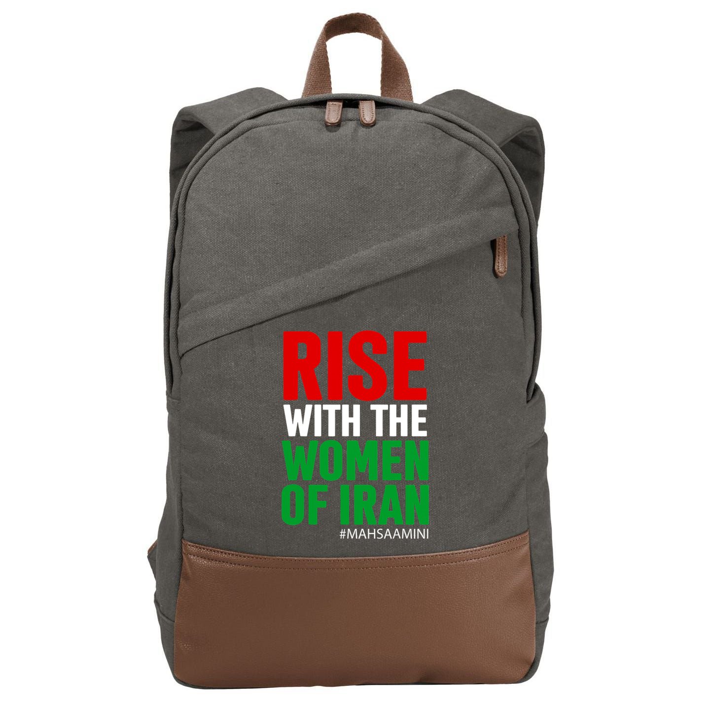 RISE WITH THE WOMEN OF IRAN Women Life Freedom Stand With Women Cotton Canvas Backpack