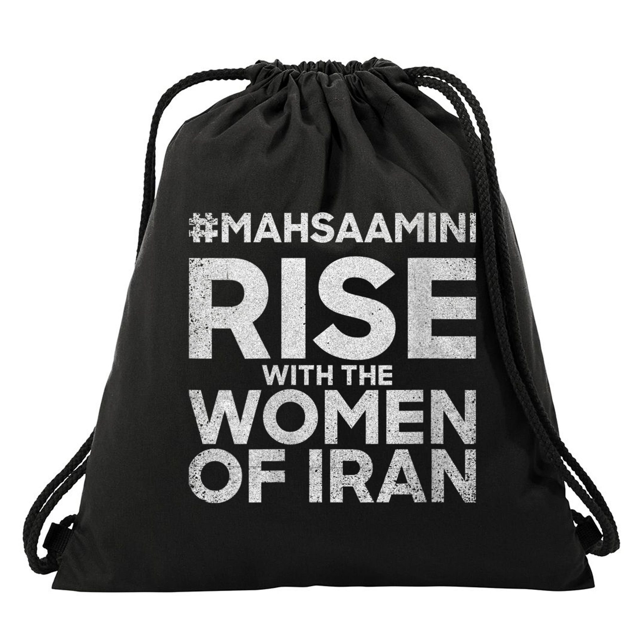 RISE WITH THE WOMEN OF IRAN #Mahsaamini Drawstring Bag