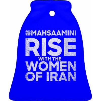 RISE WITH THE WOMEN OF IRAN #Mahsaamini Ceramic Bell Ornament