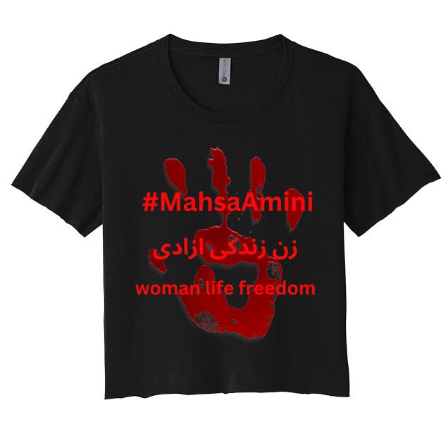 RISE WITH THE WOMEN OF IRAN, Women Life Freedom Hand Blood Crop Top