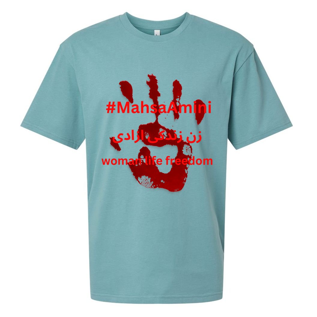 RISE WITH THE WOMEN OF IRAN, Women Life Freedom Hand Blood Sueded Cloud Jersey T-Shirt