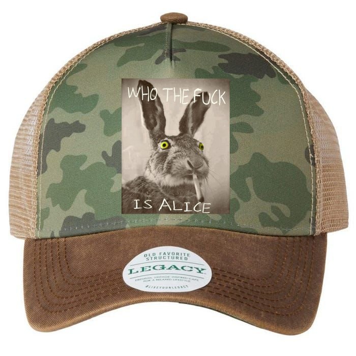 Retro Who The F_ck Is Alice Funny Rabbit  Legacy Tie Dye Trucker Hat