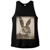 Retro Who The F_ck Is Alice Funny Rabbit  Ladies PosiCharge Tri-Blend Wicking Tank