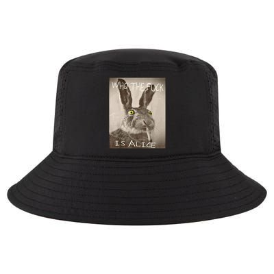 Retro Who The F_ck Is Alice Funny Rabbit  Cool Comfort Performance Bucket Hat