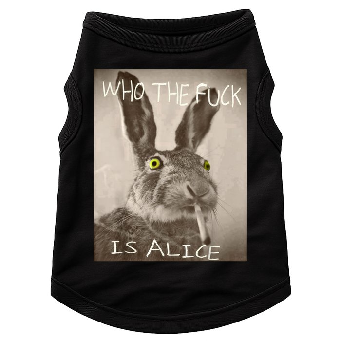 Retro Who The F_ck Is Alice Funny Rabbit  Doggie Tank