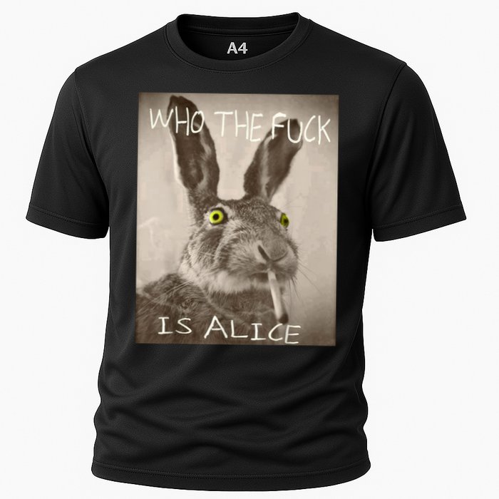 Retro Who The F_ck Is Alice Funny Rabbit  Performance Shirt