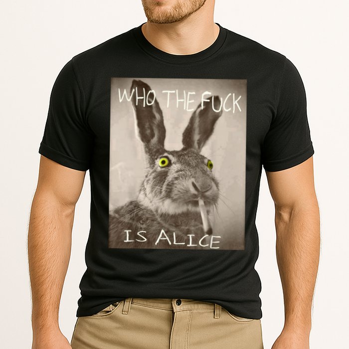 Retro Who The F_ck Is Alice Funny Rabbit  Performance Shirt