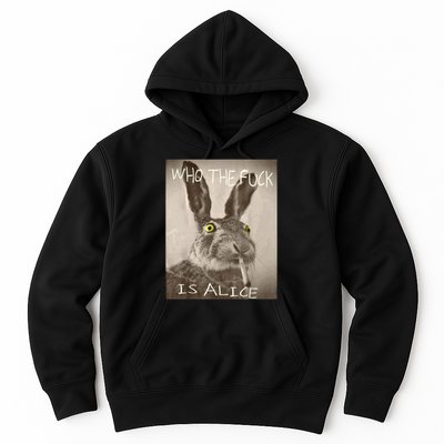Retro Who The F_ck Is Alice Funny Rabbit  Hoodie