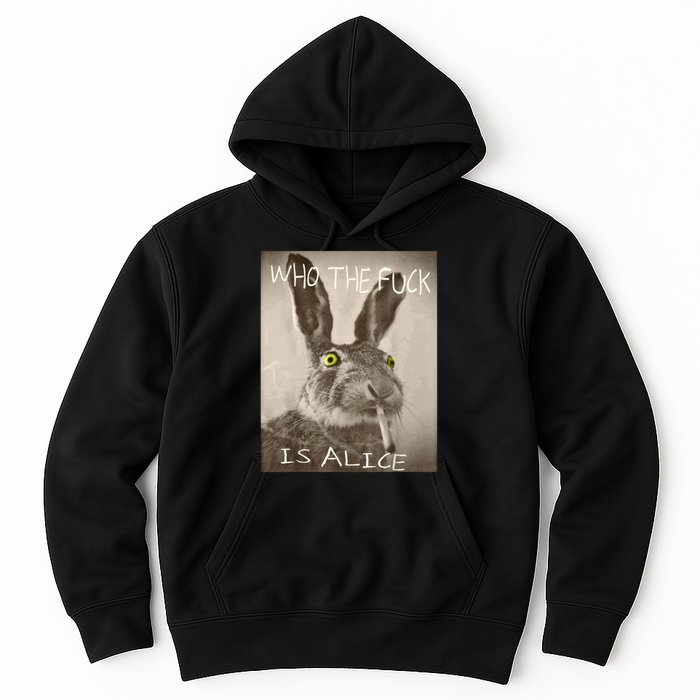 Retro Who The F_ck Is Alice Funny Rabbit  Hoodie