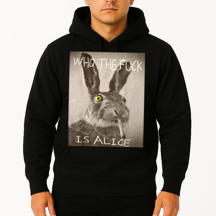 Retro Who The F_ck Is Alice Funny Rabbit  Hoodie