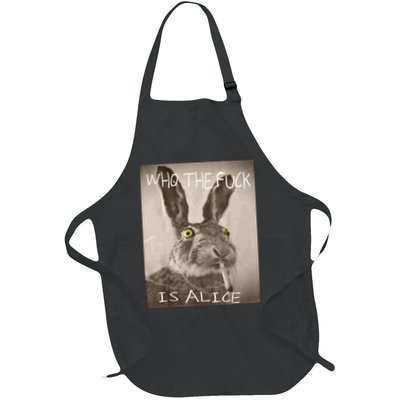 Retro Who The F_ck Is Alice Funny Rabbit  Apron