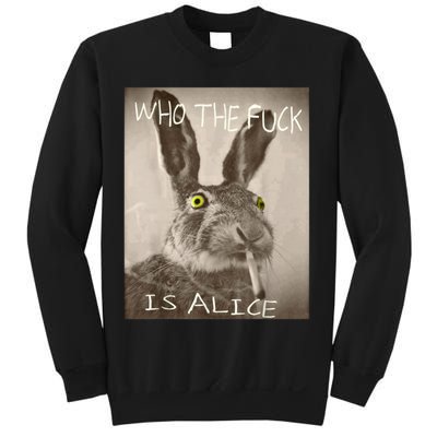 Retro Who The F_ck Is Alice Funny Rabbit  Sweatshirt
