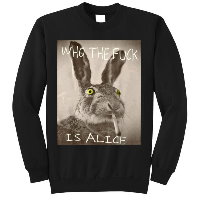 Retro Who The F_ck Is Alice Funny Rabbit  Sweatshirt