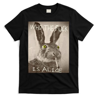Retro Who The F_ck Is Alice Funny Rabbit  T-Shirt