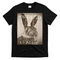 Retro Who The F_ck Is Alice Funny Rabbit  T-Shirt