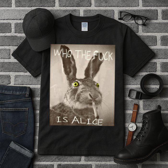 Retro Who The F_ck Is Alice Funny Rabbit  Tall T-Shirt