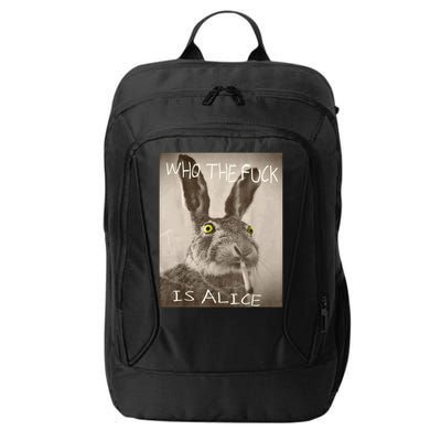 Retro Who The F_ck Is Alice Funny Rabbit  City Backpack