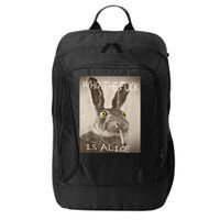 Retro Who The F_ck Is Alice Funny Rabbit  City Backpack