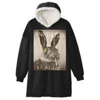 Retro Who The F_ck Is Alice Funny Rabbit  Hooded Wearable Blanket
