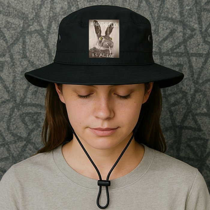 Retro Who The F_ck Is Alice Funny Rabbit  Bucket Hat