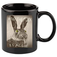 Retro Who The F_ck Is Alice Funny Rabbit  11oz C Handle Ceramic Mug