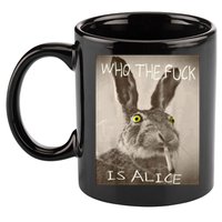 Retro Who The F_ck Is Alice Funny Rabbit  11oz C Handle Ceramic Mug