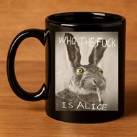 Retro Who The F_ck Is Alice Funny Rabbit  11oz C Handle Ceramic Mug