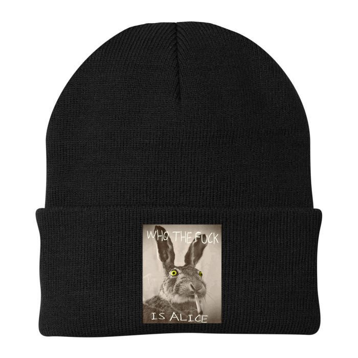 Retro Who The F_ck Is Alice Funny Rabbit  Beanie