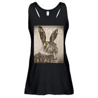 Retro Who The F_ck Is Alice Funny Rabbit  Ladies Essential Flowy Tank