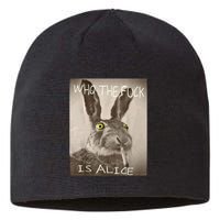 Retro Who The F_ck Is Alice Funny Rabbit  Sustainable Beanie