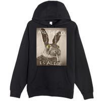 Retro Who The F_ck Is Alice Funny Rabbit  Premium Pullover Hoodie