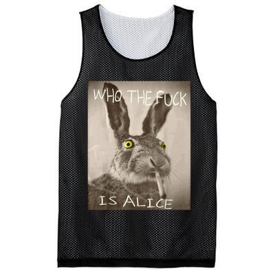 Retro Who The F_ck Is Alice Funny Rabbit  Mesh Reversible Basketball Jersey Tank