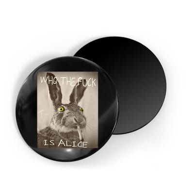 Retro Who The F_ck Is Alice Funny Rabbit  Magnet
