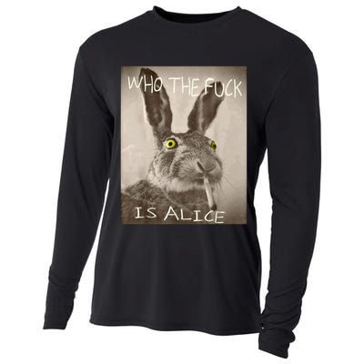 Retro Who The F_ck Is Alice Funny Rabbit  Cooling Performance Long Sleeve Crew