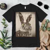 Retro Who The F_ck Is Alice Funny Rabbit  Premium T-Shirt
