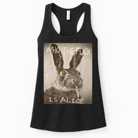 Retro Who The F_ck Is Alice Funny Rabbit  Womens Tank Top