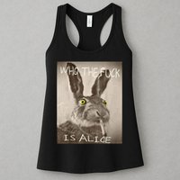 Retro Who The F_ck Is Alice Funny Rabbit  Womens Tank Top