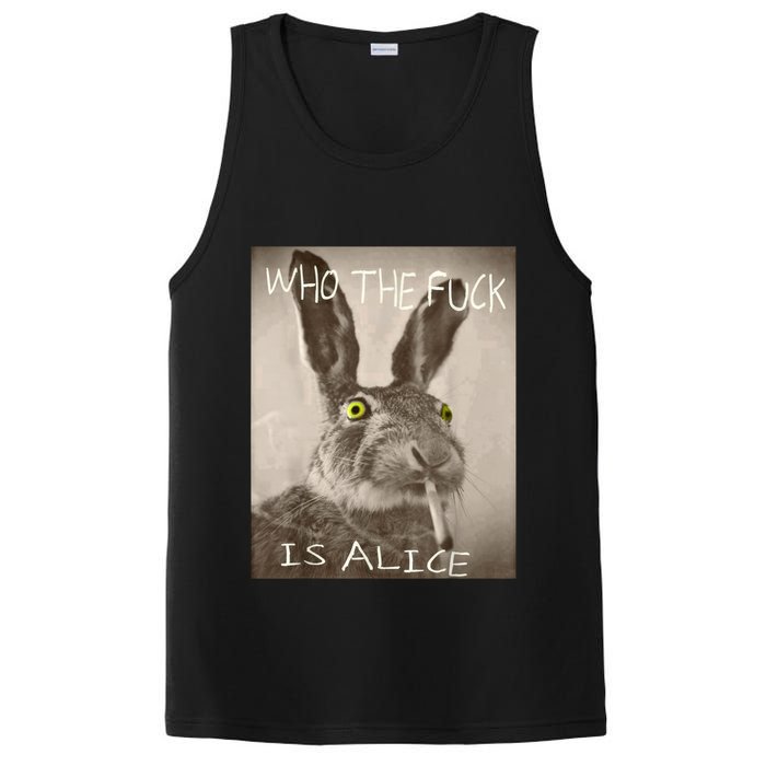 Retro Who The F_ck Is Alice Funny Rabbit  PosiCharge Competitor Tank