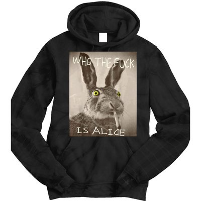 Retro Who The F_ck Is Alice Funny Rabbit  Tie Dye Hoodie