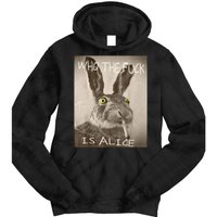Retro Who The F_ck Is Alice Funny Rabbit  Tie Dye Hoodie