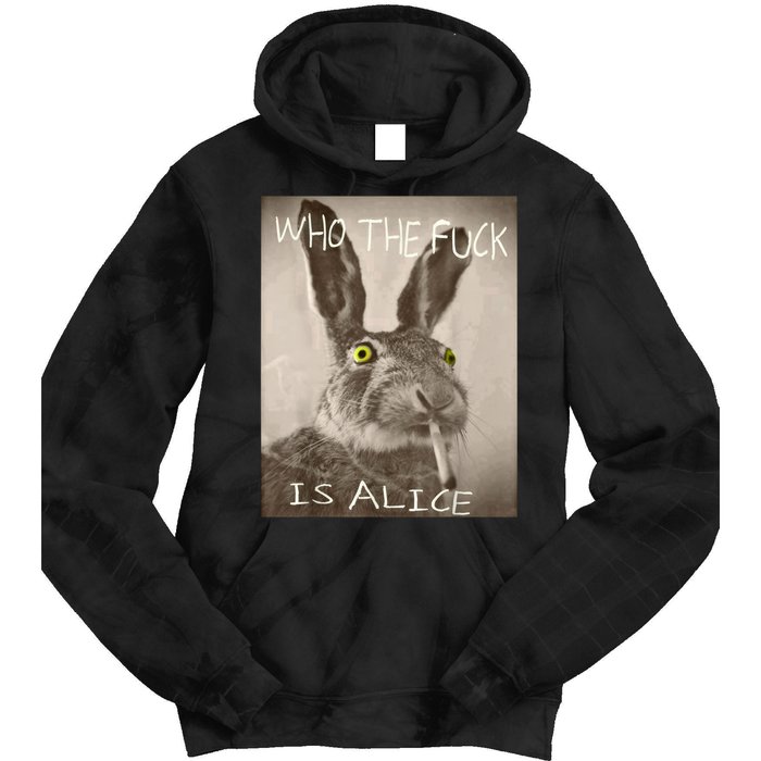 Retro Who The F_ck Is Alice Funny Rabbit  Tie Dye Hoodie