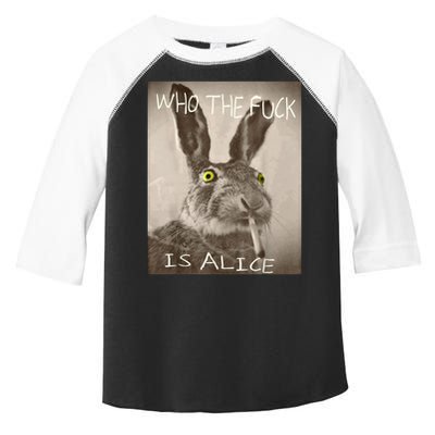 Retro Who The F_ck Is Alice Funny Rabbit  Toddler Fine Jersey T-Shirt