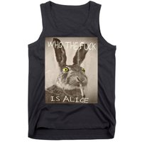 Retro Who The F_ck Is Alice Funny Rabbit  Tank Top