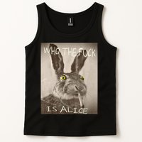 Retro Who The F_ck Is Alice Funny Rabbit  Tank Top