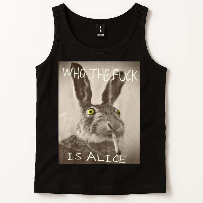 Retro Who The F_ck Is Alice Funny Rabbit  Tank Top