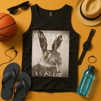 Retro Who The F_ck Is Alice Funny Rabbit  Tank Top