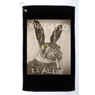Retro Who The F_ck Is Alice Funny Rabbit  Golf Towel