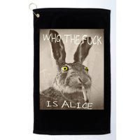Retro Who The F_ck Is Alice Funny Rabbit  Golf Towel